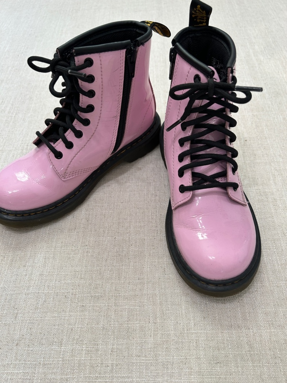 Doc Martens Boots Girls Size 1 Patent Leather Pink Moto Lace Up Girly - Picture 14 of 14